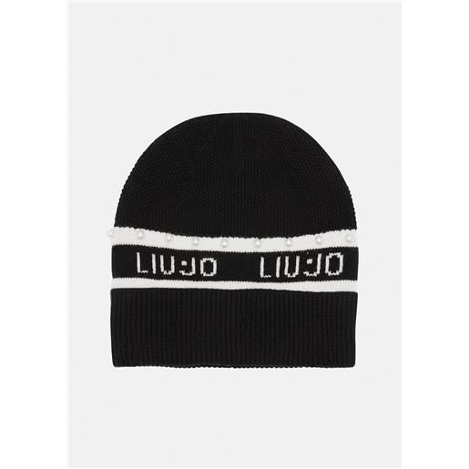 Liu jo cappello in maglia con logo e perle