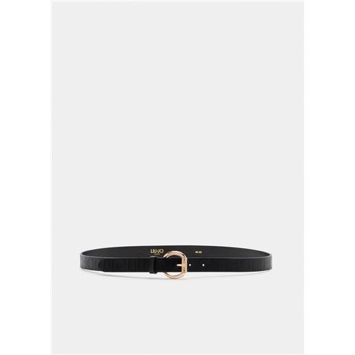 LIU JO cintura liu jo con logo inciso e fibbia tonda dorata