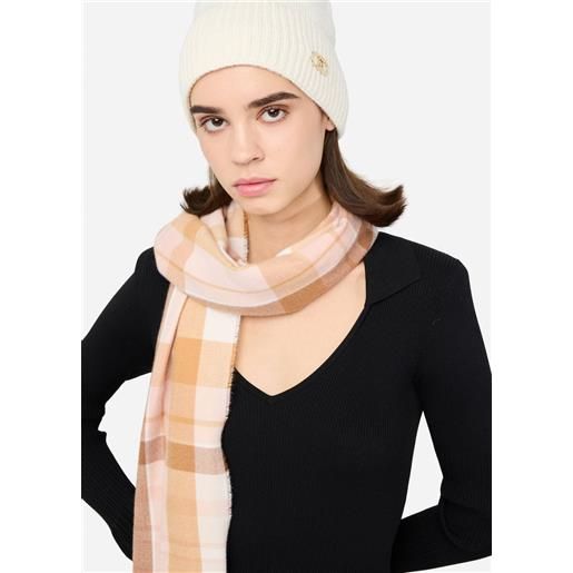 Liu jo set cappello in maglia con logo e sciarpa a quadri