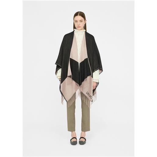 Liu jo mantella con frange in tessuto morbido