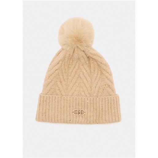 LIU JO cappello liu jo con pompon e dettagli luminosi