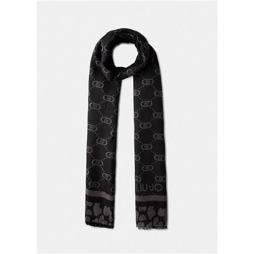 Liu jo foulard jacquard con logo e motivo animalier