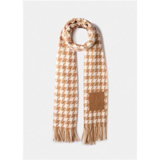 Liu jo sciarpa con motivo pied de poule e frange