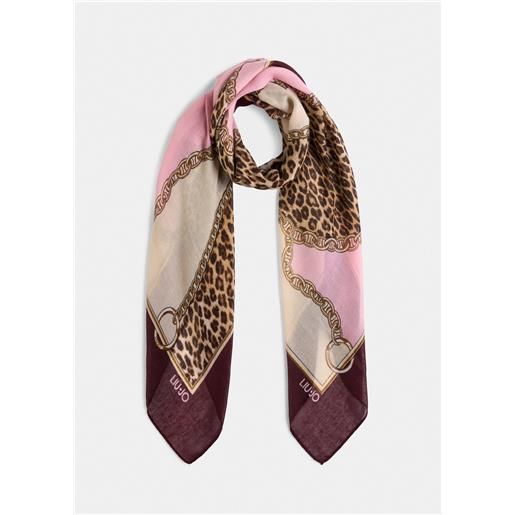 Liu jo foulard in seta con stampa animalier