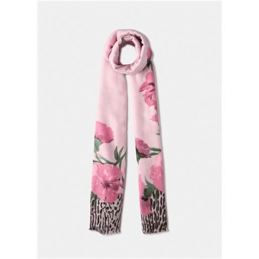Liu jo foulard floreale con bordi animalier