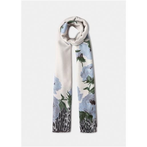 Liu jo foulard floreale con bordi animalier