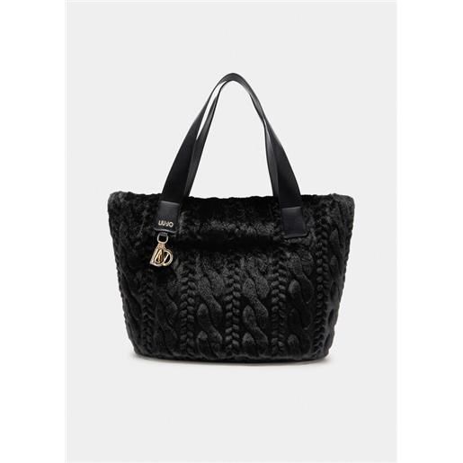 LIU JO borsa shopper liu jo in pelliccia effetto lavorato