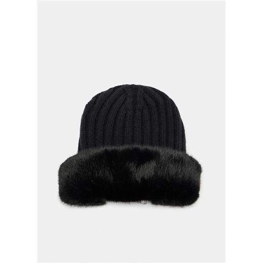 Liu jo cappello in maglia con bordo in eco pelliccia