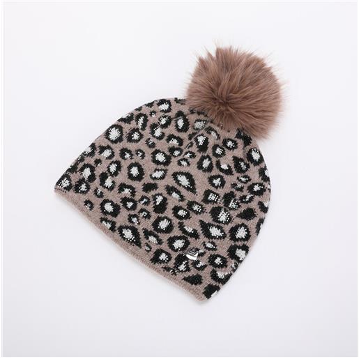 MIMI'-MUA' cappello donna mimi mua con pon pon e fantasia maculata