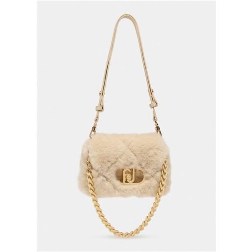 LIU JO borsa liu jo puffy effetto pelliccia trapuntata con catena dorata