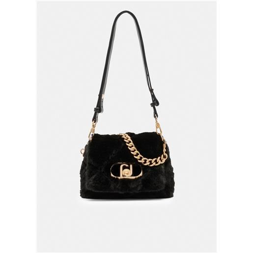 LIU JO borsa liu jo puffy effetto pelliccia trapuntata con catena dorata