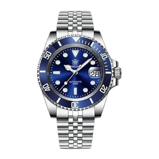 London Craftwork steeldive sd1953 orologio subacqueo con lunetta in ceramica 41 mm resistente all'acqua movimento nh35, blu (bracciale in acciaio), orologio subacqueo