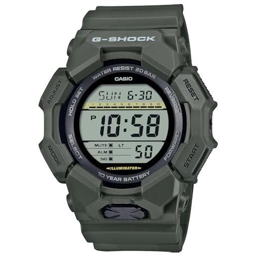 Casio g-shock - orologio da polso da uomo al quarzo sportivo bracciale e cassa in resina di colore verde quadrante digitale nero - gd-010-3er