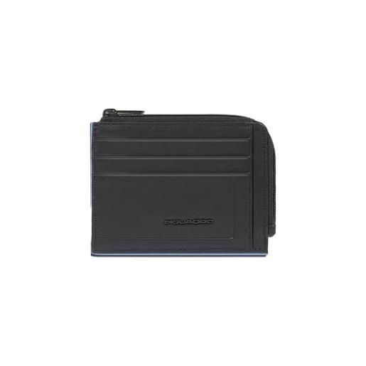 PIQUADRO - portamonete atlas con porta documenti e carte di credito - in pelle - protezione rfid, 6 fessure per carte e 1 comparto interno - colore nero - uomo