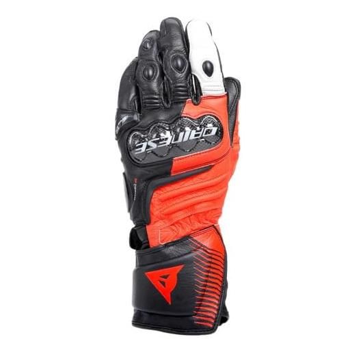 DAINESE - carbon 4 long gloves, guanto moto lungo in pelle, con protezioni delle nocche in carbonio, uomo, nero/rosso-fluo/bianco, xxl