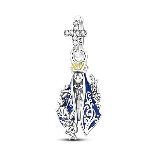 Teleye bellissimo ciondolo madonna, accessorio per bracciale in argento sterling 925, compatibile con collana braccialetto pandora