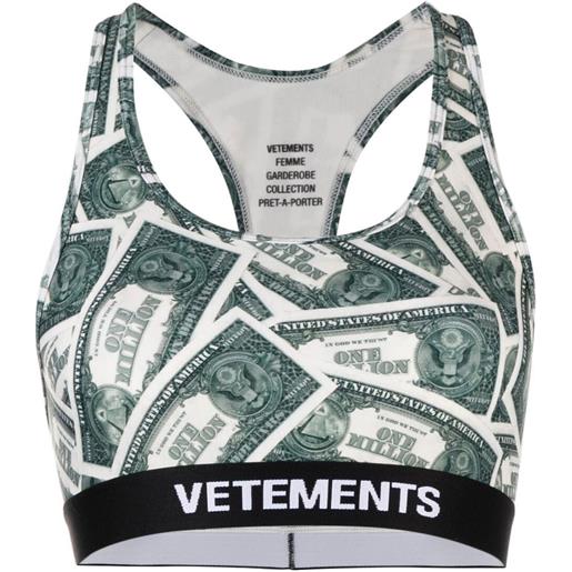 VETEMENTS reggiseno sportivo con stampa million dollar - verde
