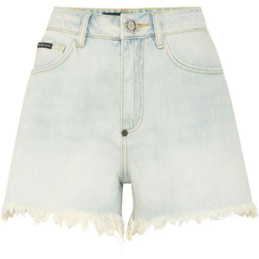 Philipp Plein shorts con frange - blu