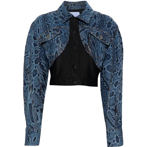 Mugler giacca denim con inserti - blu