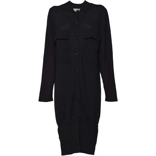 SOLOTRE abito midi in maglia con bottoni - nero