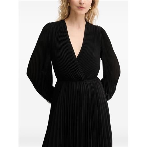 TWINSET abito midi in georgette con pieghe - nero