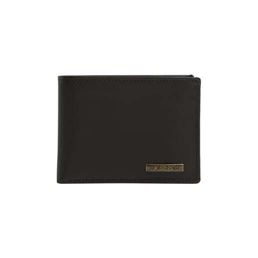 Quiksilver gutherie - portafoglio pieghevole in pelle da uomo. , marrone cioccolato, m, portafoglio bifold