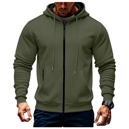 Generisch Felpa Con Cappuccio Uomo Verde - Cotone E Poliestere, Taglia L