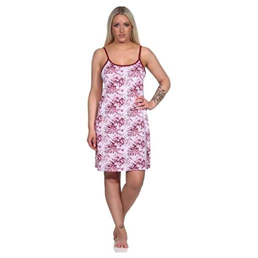 Normann camicia da notte da donna senza maniche con spalline in stampa floreale - anche in taglie forti, rosso, xxx-large