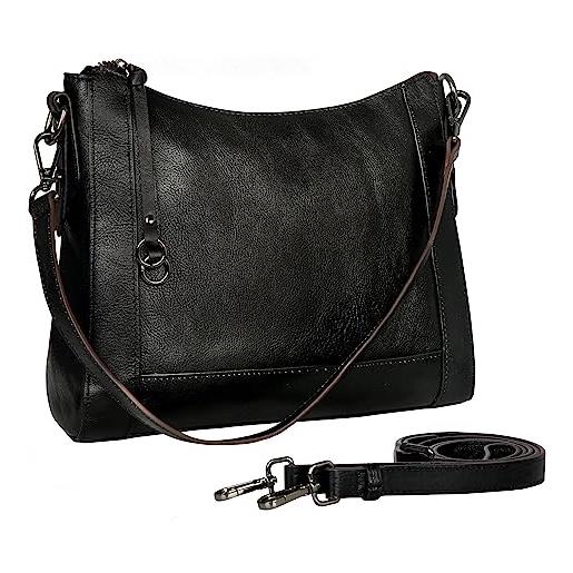 Iswee borse a tracolla in vera pelle per le donne satchel borsa hobo borsa da donna vintage borsa a tracolla lavoro, nero, borsa a tracolla da donna