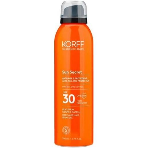 Korff sun secret olio spray solare corpo e capelli spf30 200 ml