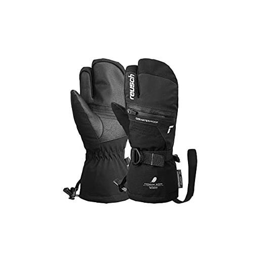 Reusch guanti unisex a 3 dita, lando r-tex xt junior lobster, impermeabili e traspiranti, 7702, nero/argento, 4,5, 6161843