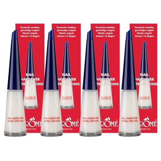 Herome smalto rinforzante unghie extra forte 4x10ml (nail hardener extra strong)- rinforzante indurente unghie trasparente professionale senza formaldeide con primi risultati in 8 giorni