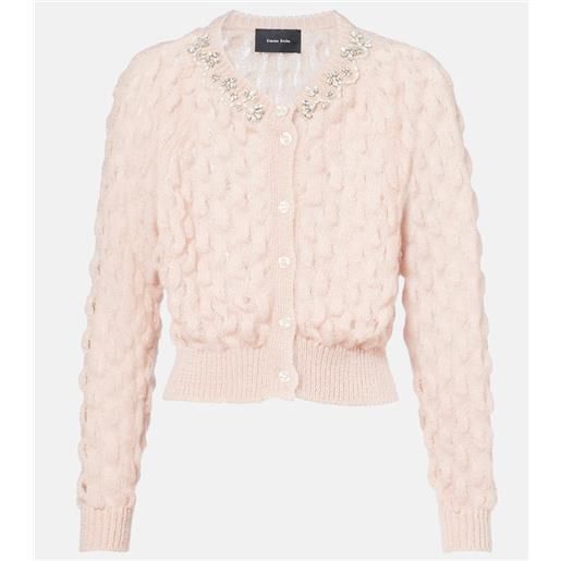 Simone Rocha cardigan in misto mohair con cristalli
