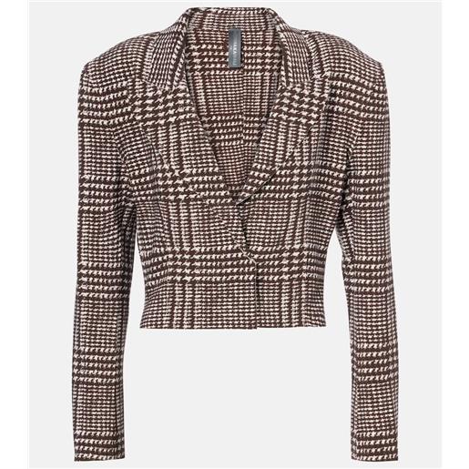 Norma Kamali blazer cropped pied-de-poule