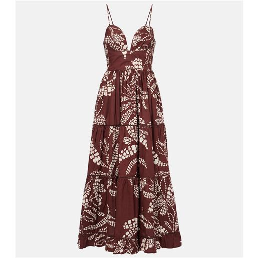 Poupette St Barth abito lungo milena con stampa a balze