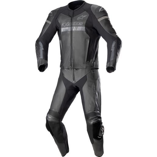 Alpinestars gp force chaser tech-air 5 compatibile nero-nero tuta moto in pelle a due pezzi, 58
