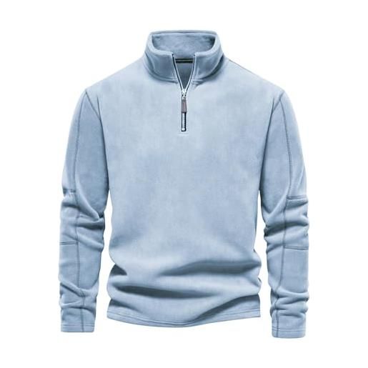 Btmpmcs maglioni uomo invernali collo alto con zip 1/4 pullover giacca in maglia termico felpa in pile a maniche lunghe maglione da lavoro classico solido basic sweater leggero classico sweat