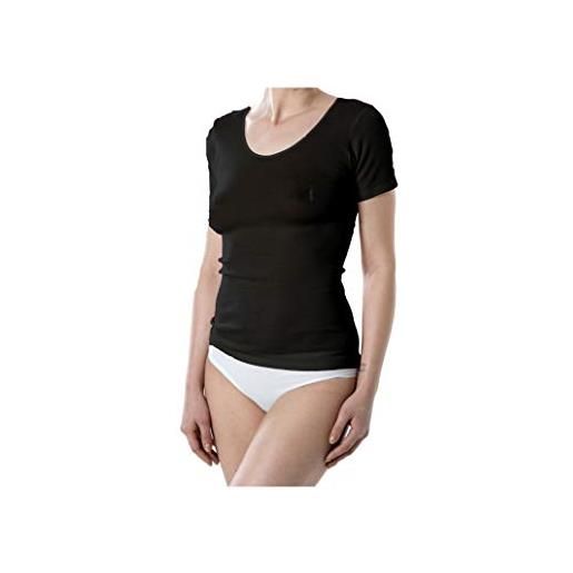 EMMEBIVI confezione da 2 pezzi canottiera donna mezza manica in lana e seta capo realizzato in lana merino extra fine. Disponibile nei colori bianco e nero. 