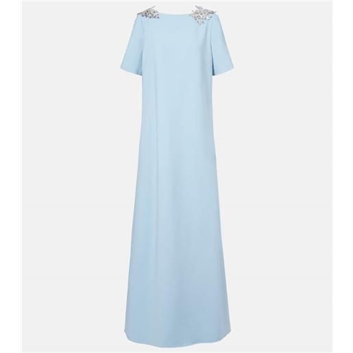 Oscar de la Renta abito lungo fern in misto lana con paillettes