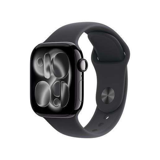 Apple watch series 11 gps 42mm cassa alluminio jet black con sport band nero m/l