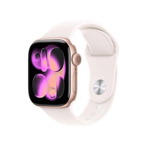 Apple watch series 11 gps 42mm cassa alluminio oro rosa con band rosa fard m/l
