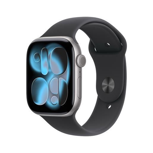 Apple watch series 11 gps 46mm cassa alluminio grigio siderale con sport band nero m/l