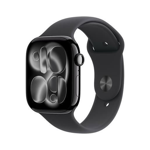 Apple watch series 11 gps 46mm cassa alluminio jet black con sport band nero s/m