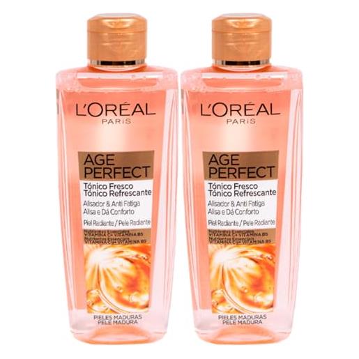 L'Oreal Paris l'oréal paris age perfect tonico viso rinfrescante levigante illuminante anti-fatica formula idratante e rivitalizzante con vitamina c e vitamina b5 per pelli mature - 2 flaconi da 200ml