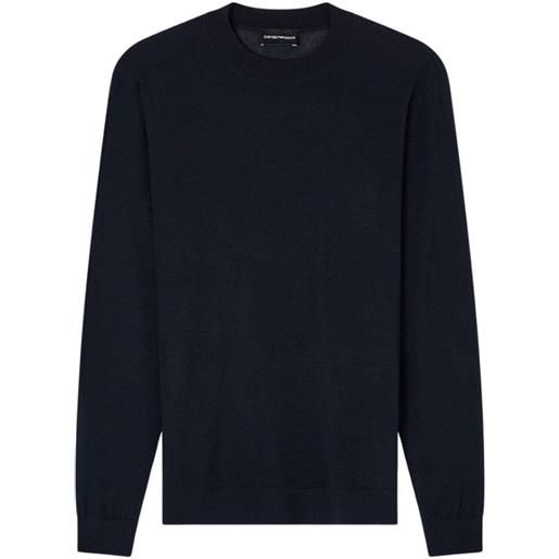 Emporio Armani maglia uomo in lana rasata blu navy m, l, xl, xxl