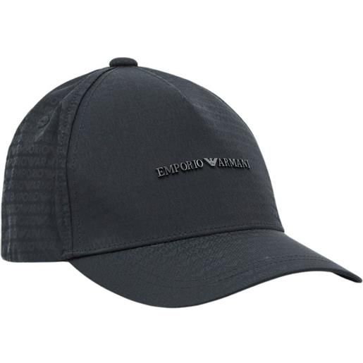 Emporio Armani cappello uomo da baseball stampa all over nero tu