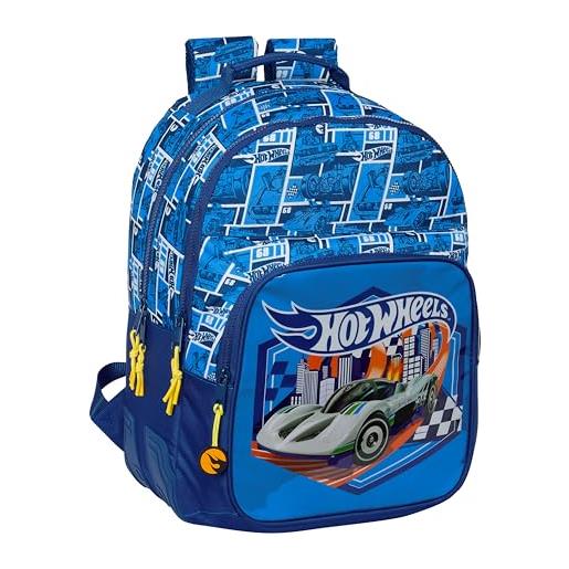 safta hot wheels sonny - zaino scuola per bambini, ideale per bambini di diverse età, comodo e versatile, qualità e resistenza, 32 x 15 x 42 cm, colore blu navy, blu navy, estándar, casual