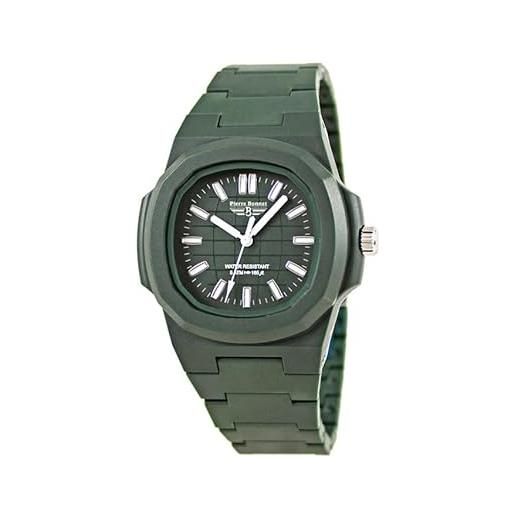 Pierre Bonnet orologio 9276 unisex in policarbonato - stile moderno design iconico, movimento al quarzo, deployante, resistente all'acqua colorato casual sportivo (verde militare)