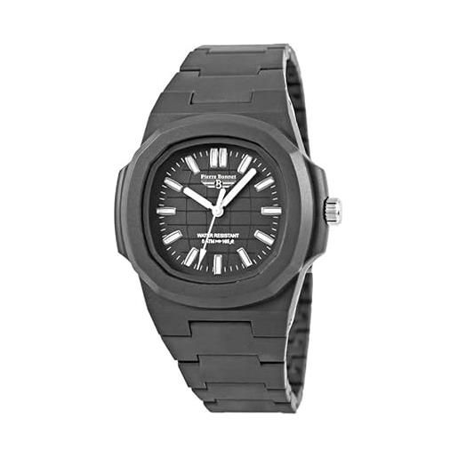 Pierre Bonnet orologio 9276 unisex in policarbonato - stile moderno design iconico, movimento al quarzo, deployante, resistente all'acqua colorato casual sportivo (nero)