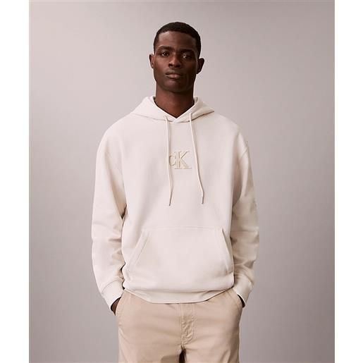 Calvin klein jeans felpa con cappuccio rilassata con logo monogramma uomo